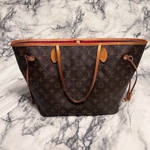 SOLD Louis Vuitton Neverfull MM - cherry red interior / with attached